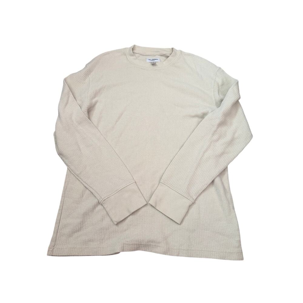 Goodfellow & Co Waffle Knit Thermal Long Sleeve Crewneck Shirt Cream Size M